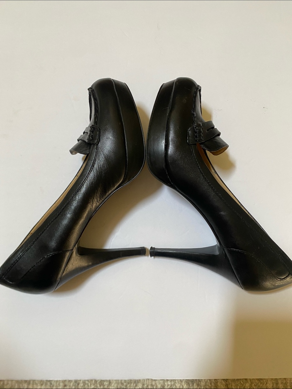 Nine West Black Leather Loafer-Style Platform Pumps - Picture 5 of 8